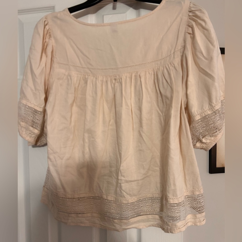 Old Navy Cream Peasant Blouse with Lace Accents - Picture 3 of 3